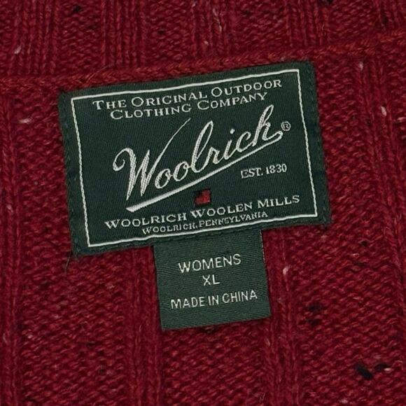 Woolrich Ribbed V-neck Pullover Sweater Women's XL | Bright Ruby Heather Red - Picture 6 of 13